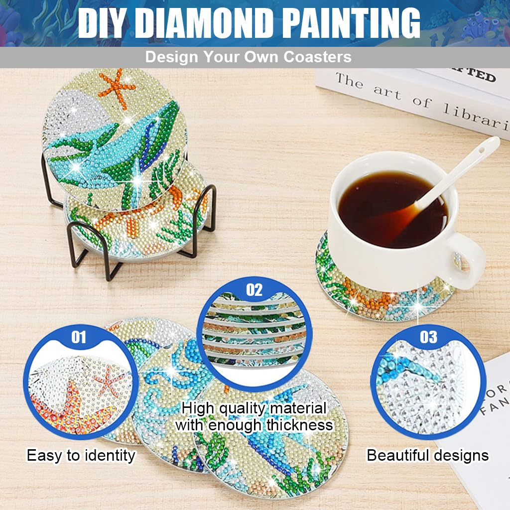 8 Pcs Diamond Painting Coasters Kits