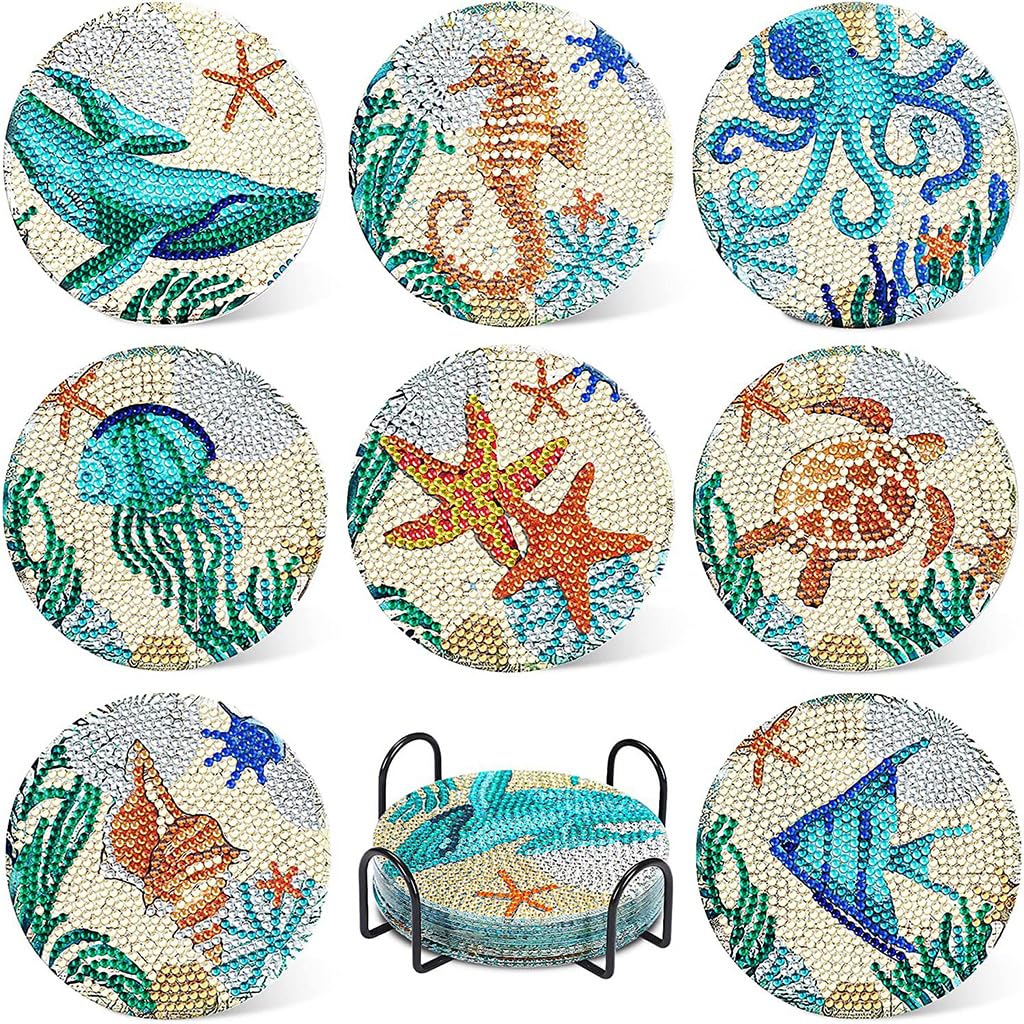8 Pcs Diamond Painting Coasters Kits
